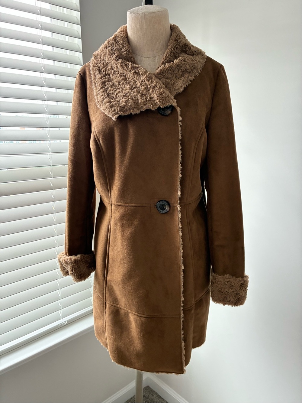 Ellen Tracy Women's Faux Fur and Suede Winter Coat